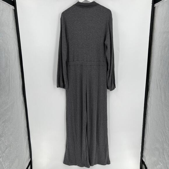 Vici Gray Ribbed Jumpsuit Long Sleeves Button Collared Stretch Gray Size XL NWOT - Picture 4 of 8